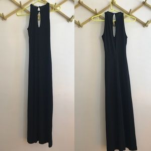 Vintage Keyhole Open Back Black Dress